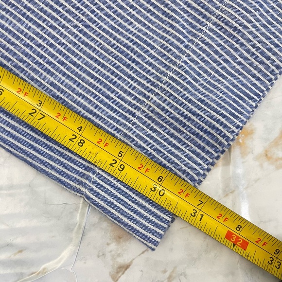 Talbots The Easy Drawstring Pant 12 Wide Leg Linen Blend Pants Coastal Striped - Picture 15 of 15